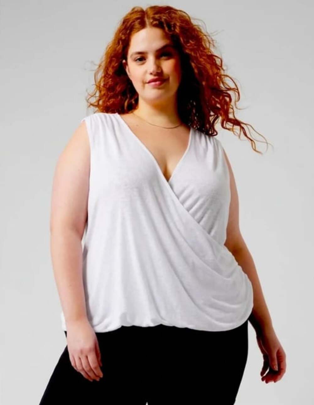 Athleta Breezy Wrap Tank white XL athleisure minimalist breathable loungewear